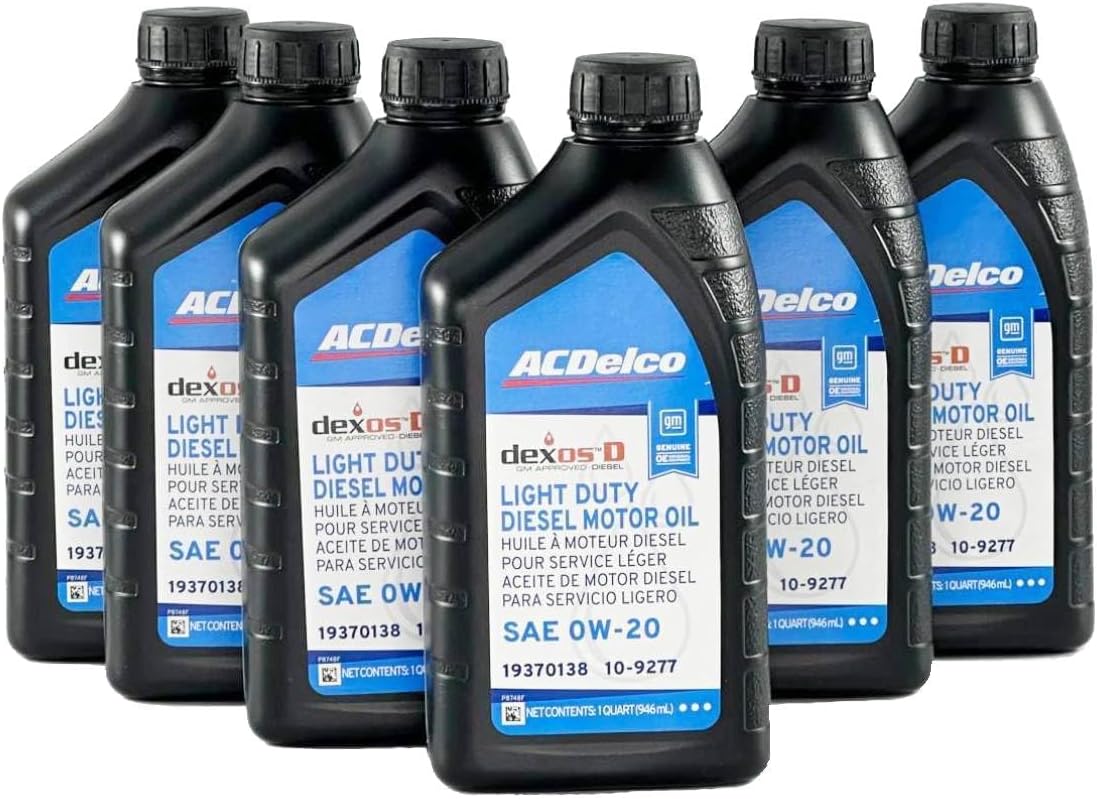 ACDelco GM Original Equipment 10-9277 (19370138) dexosD™ 0W-20 Diesel Motor Oil - 1 qt (Pack of 6)