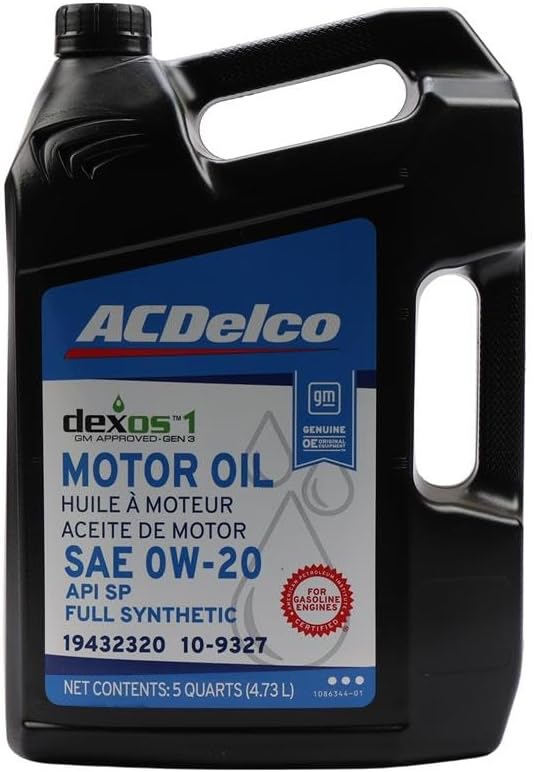 ACDelco GM Original Equipment 10-9327 (19432320) dexos1� GEN 3 Full Synthetic 0W-20 Motor Oil - 5 qt (Pack of 3)
