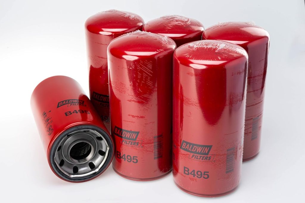 Baldwin B495 Lube Spin-on Filter (6-Pack) | Compatible with Detroit Diesel Series 50 & 60 Engines | 9.8 Micron Nominal | 1 5/8-12 Thread | Replaces 23518480, LF3620, P552100 and 51971