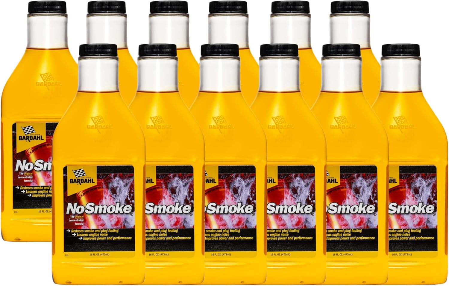 Bardahl No Smoke Motor Oil Additive - Engine Treatment for Oil Burning and Excessive Exhaust Smoke - Stop Smoke and Quiet Noisy Engines While Lowering Emissions - 16 fl oz (12 Pack)
