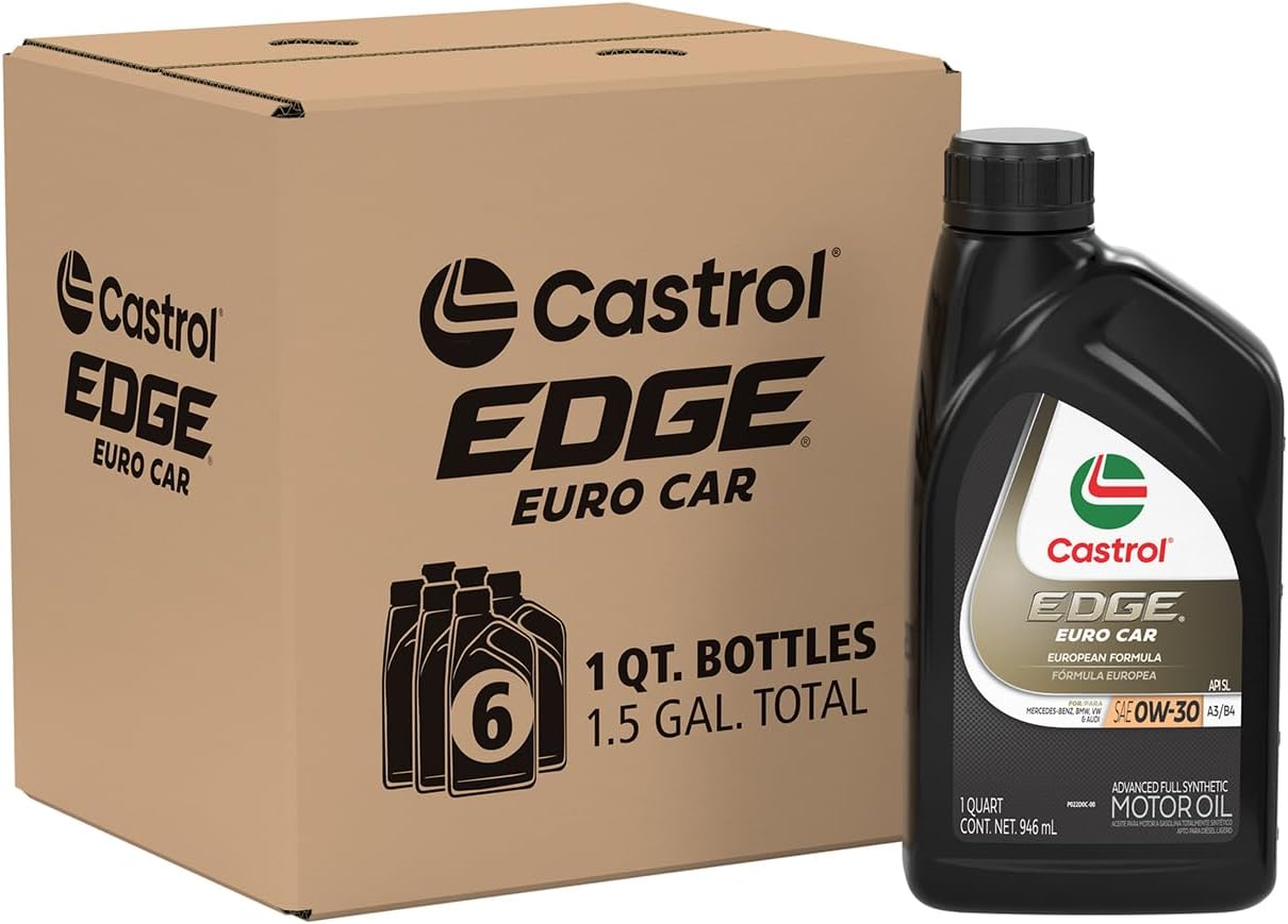 Castrol EDGE Euro 0W-30 A3/B4 Advanced Full Syn Motor Oil, 1 Qt, Pack of 6