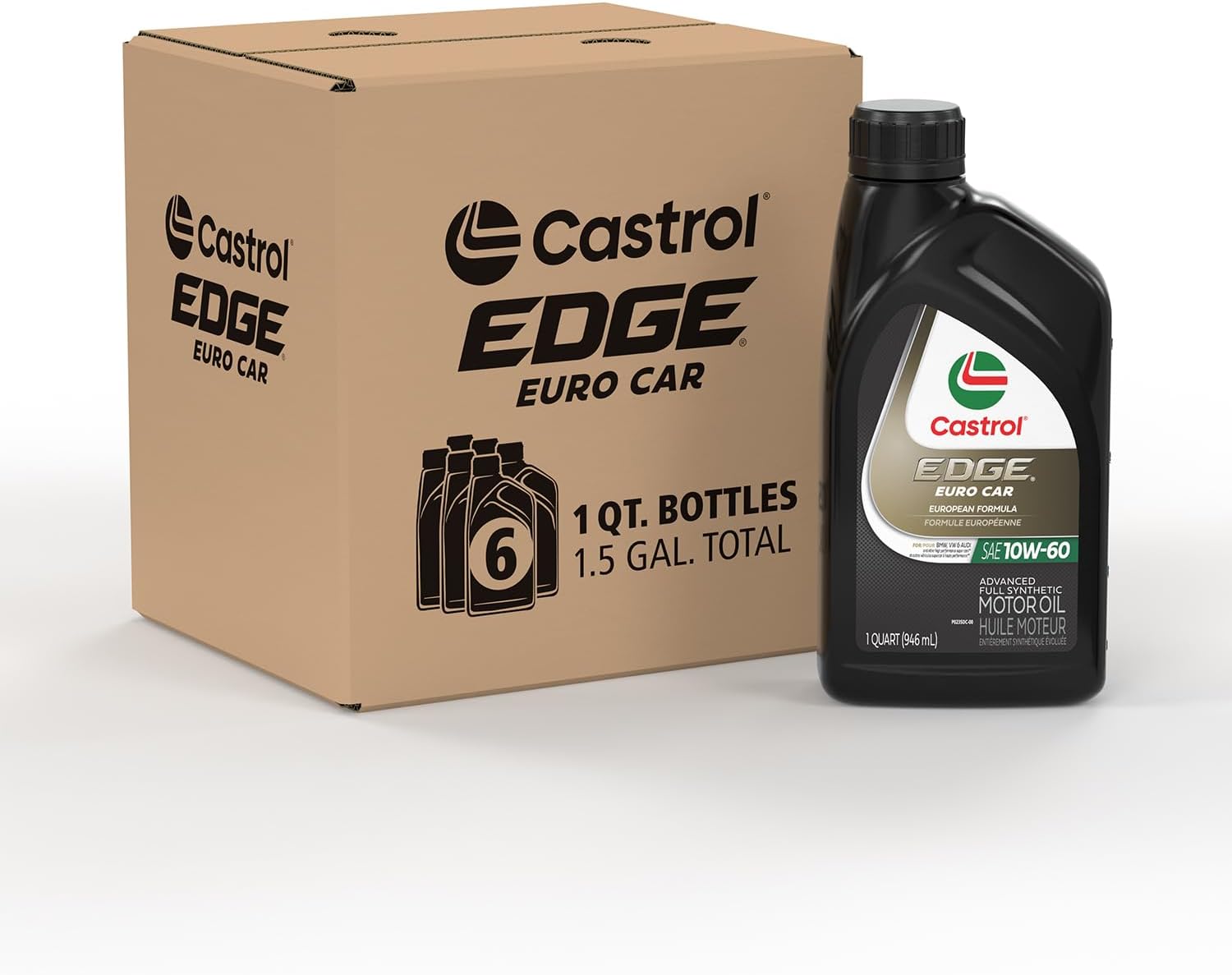 Castrol EDGE Euro 10W-60 Advanced Full Synthetic Motor Oil, 1 Qt, 6 Pack