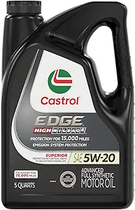 Castrol EDGE High Mileage 5W-20 Advanced Full Synthetic Motor Oil, 5 Quarts