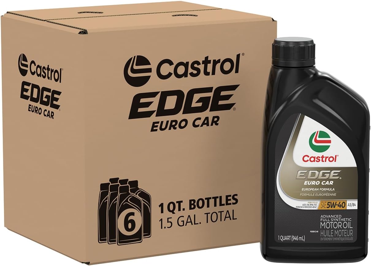 Castrol Edge Euro 5W-40 A3/B4 Advanced Full Synthetic Motor Oil, 1 Quart, Pack of 6