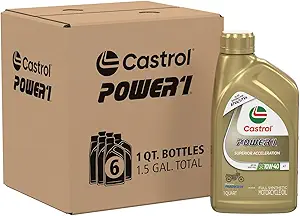 Castrol Power1 4T 10W-40 Full Synthetic Motorcycle Oil, 1 Quart, Pack of 6