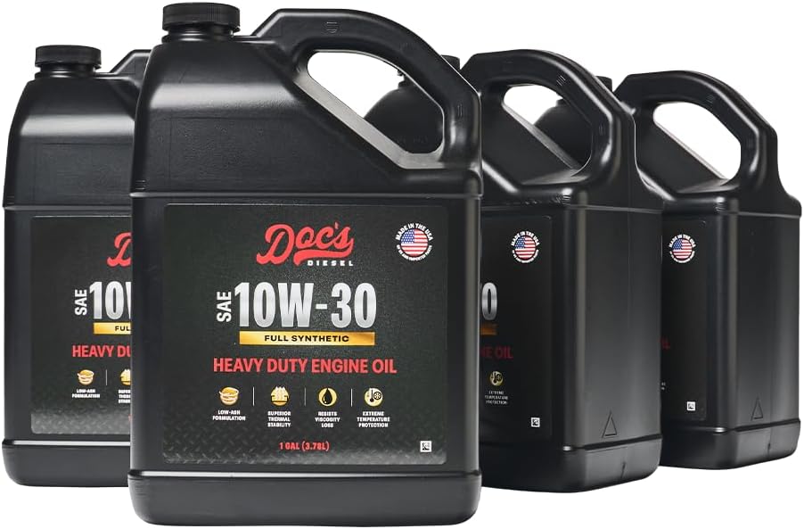 Doc's Diesel 10W-30 Full Synthetic Heavy Duty Diesel Engine Oil, API CK-4, for Cummins Powerstroke Duramax Eco Diesel, DPF and EGR Safe | 4-Gallons