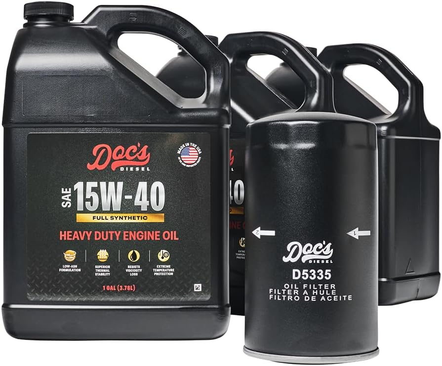 Doc's Diesel 5.9L and 6.7L Cummins Oil Change Kit for RAM 2500, 3500, 4500, 5500 1989-2024, 15W-40 Full Synthetic Engine Oil | 3-Gallon