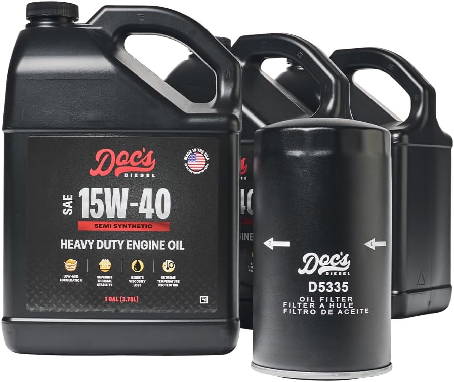 Doc's Diesel 5.9L and 6.7L Cummins Oil Change Kit for RAM 2500, 3500, 4500, 5500 1989-2024, 15W-40 Semi Synthetic Engine Oil | 3-Gallon