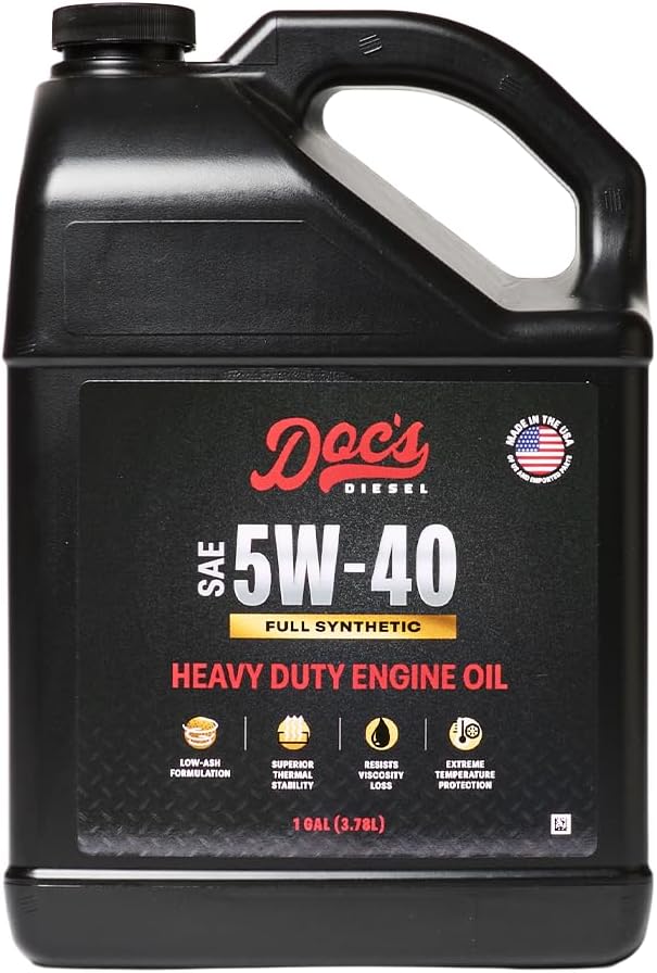 Doc's Diesel 5W-40 Full Synthetic Heavy Duty Diesel Engine Oil, API CK-4, for Cummins Powerstroke Duramax Eco Diesel, DPF and EGR Safe | 1-Gallon