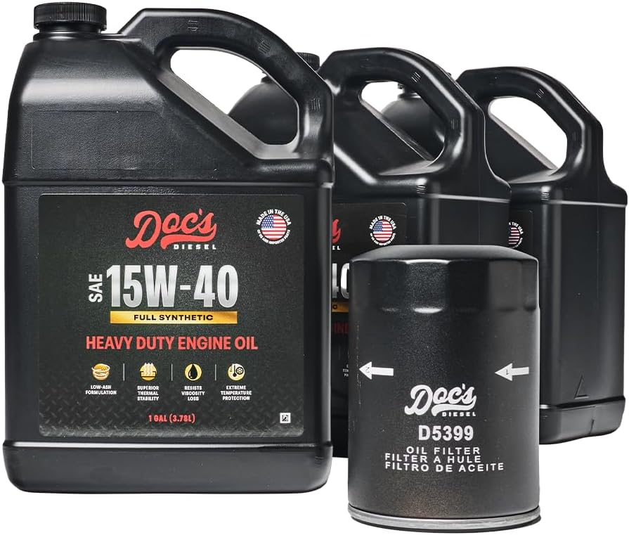 Doc's Diesel 6.6L Duramax Oil Change Kit for Chevrolet and GMC 2500HD, 3500HD 2001-2019, 15W-40 Full Synthetic Engine Oil | 3-Gallon