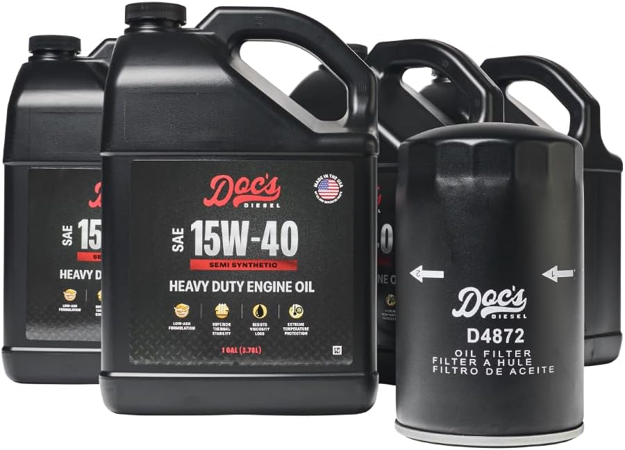 Doc's Diesel 7.3L Power Stroke Oil Change Kit for Ford F-250, F-350, F-450, F-550, Excursion 1994-2003, 15W-40 Semi Synthetic Engine Oil | 4-Gallon