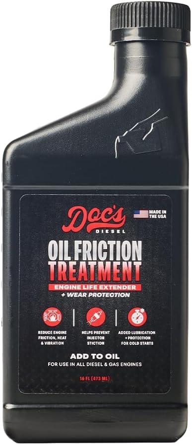 Doc's Diesel Oil Friction Treatment ā Engine Oil Additive for Gas & Diesel Engines | Reduces Wear, Noise & Vibration | Boosts Fuel Economy & Power | 1-Pack (16 oz)