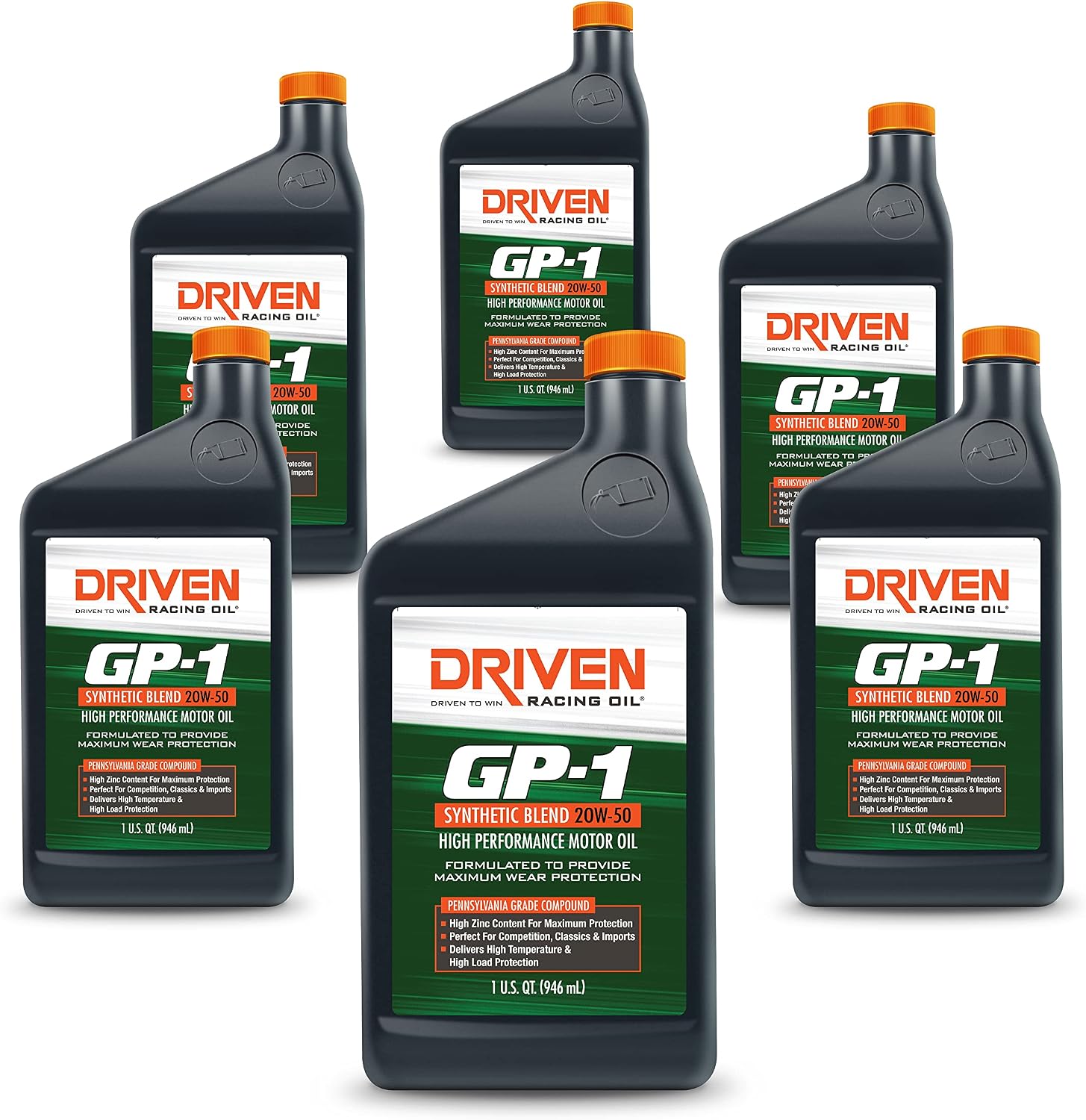 Driven Racing Oil GP-1 Synthetic Blend Motor Oil 20w-50 (6 Quart Bottles)