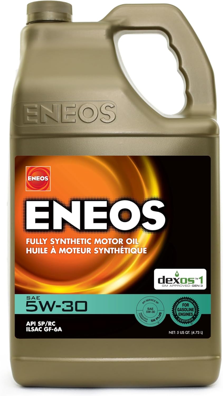 ENEOS 5W-30 Fully Synthetic Motor Oil, API SQ/ILSAC GF-7A, dexos1 Gen3, 5 Quart