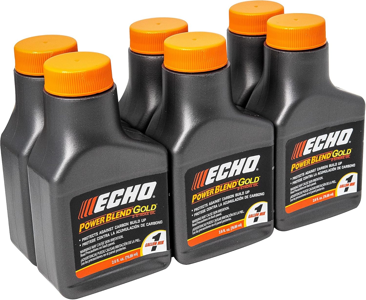 Echo Products, Echo 6450001G Power Blend Gold Oil Mix 50:1 for 2 stroke2cycle Outdoor Power Equipment, High Performance Semi Synthetic, Low Smoke Emission 2.6 fl oz (6 Pack), 6450001G 2.6 fl oz
