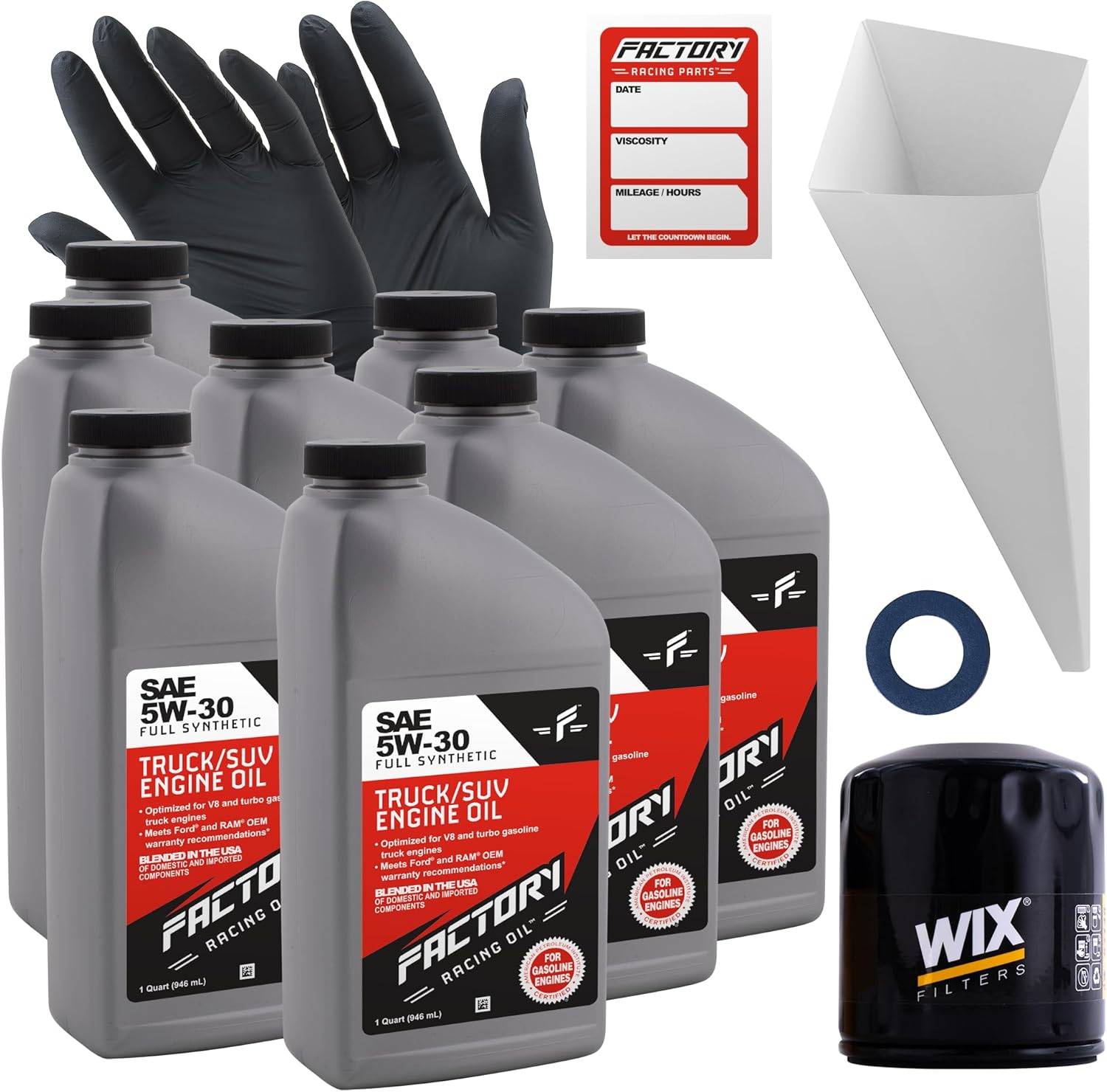 Factory Racing Parts Oil Change Kit Compatible with Toyota Land Cruiser 4.7L V8 1998-2007 5W-30 Full Synthetic Oil - 8 Quarts