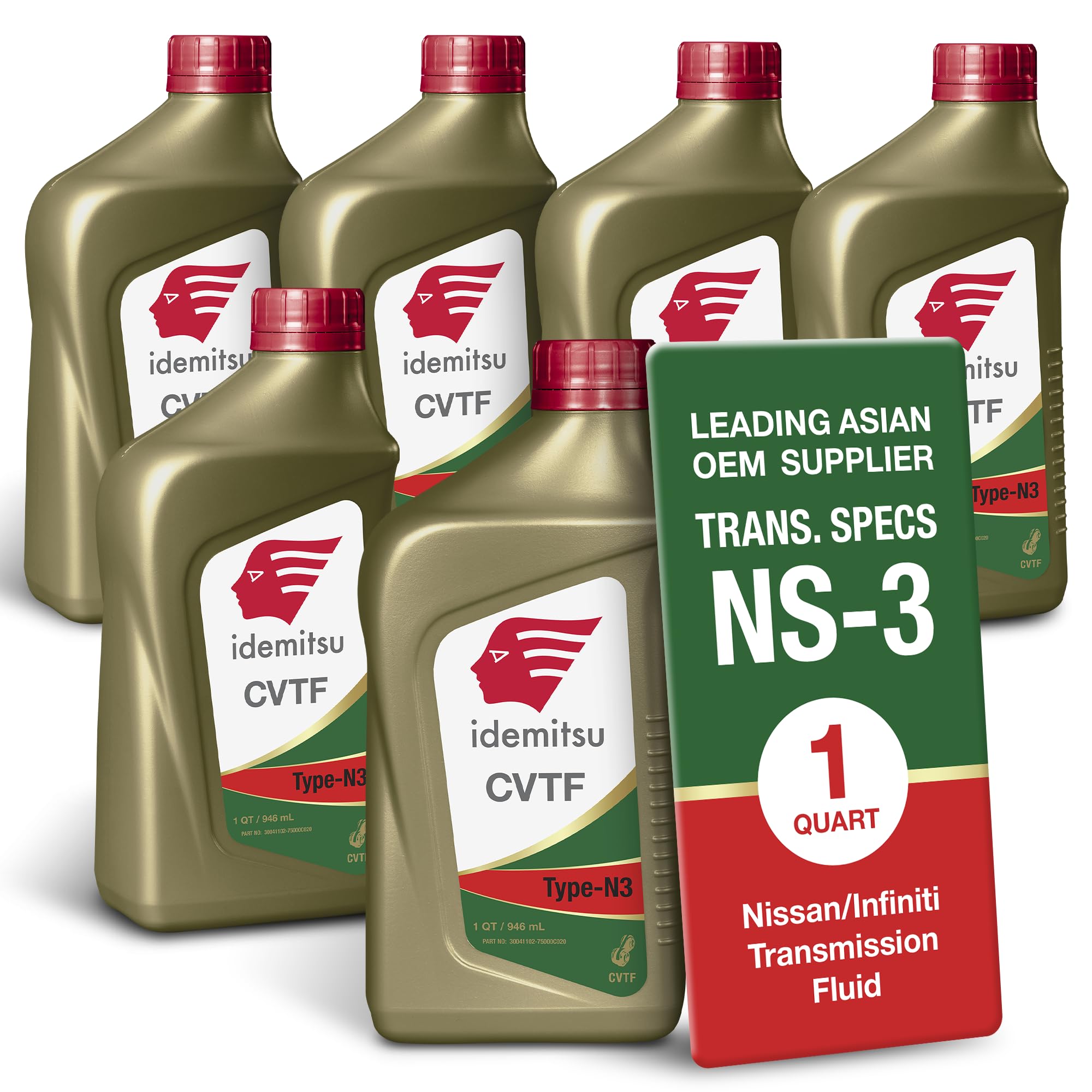 Idemitsu CVT Type N3 Transmission Fluid for Nissan Vehicles - 1 Quart, Pack of 6 | Specifically Formulated for NS-3 Specification | Anti-Wear Technology & Extended Fluid Life