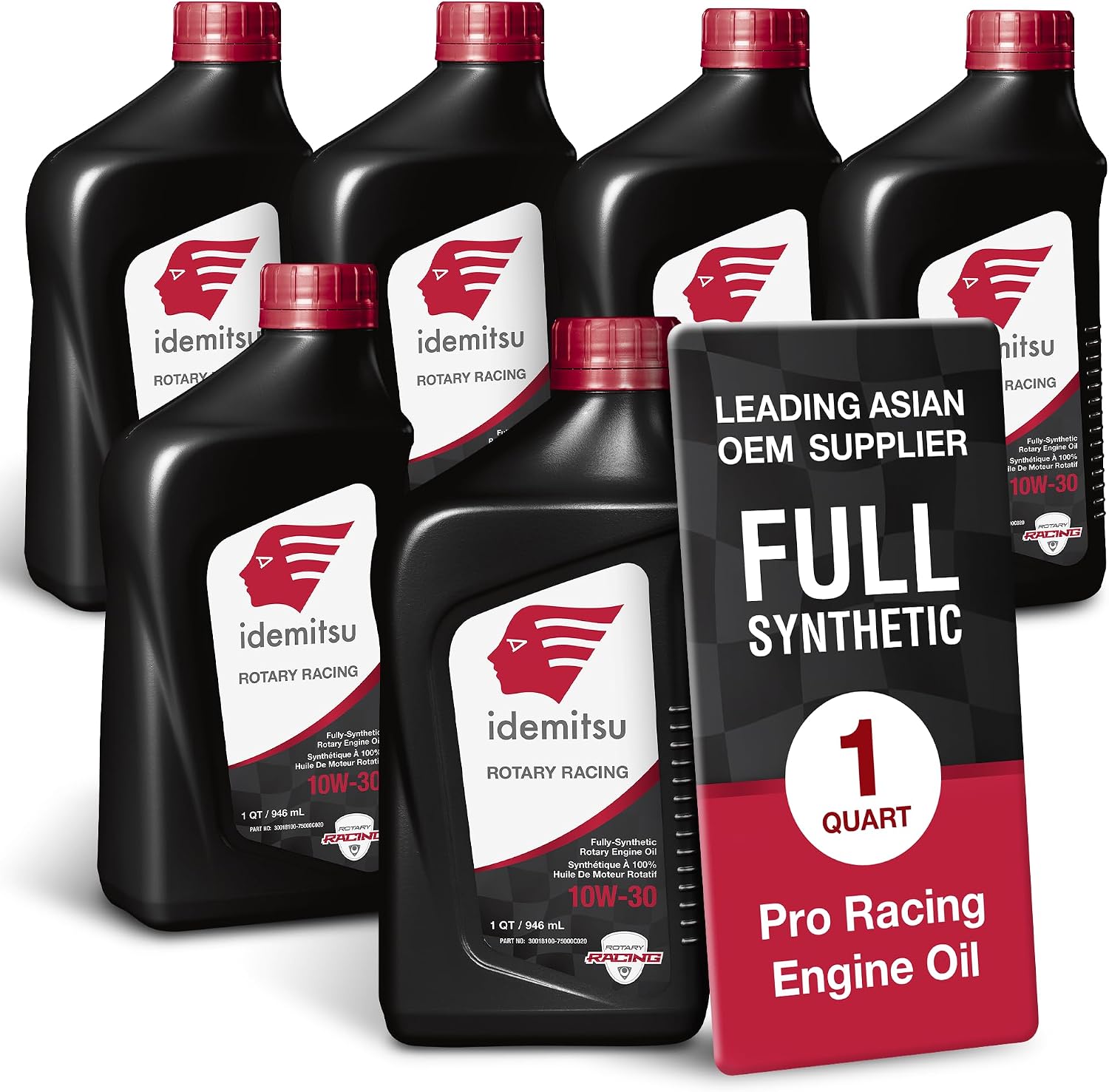 Idemitsu Full Synthetic 10W-30 Rotary Racing Engine Oil –1 Quart, Pack of 6 | High-Performance Lubricant for Turbocharged & Supercharged Rotary Engines