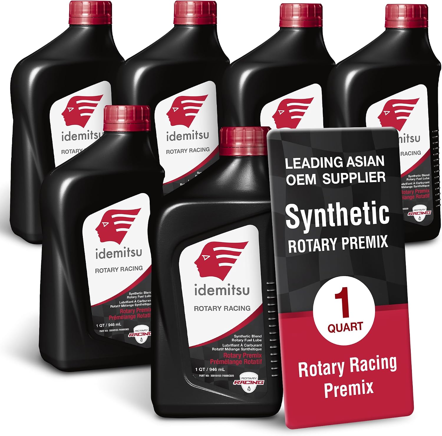 Idemitsu Synthetic Blend Racing Rotary Premix – 1 Quart, Pack of 6 | Premium Rotary Fuel Lubricant for Gasoline Engines | Designed for Enhanced Sealing and Clean Engine Operation