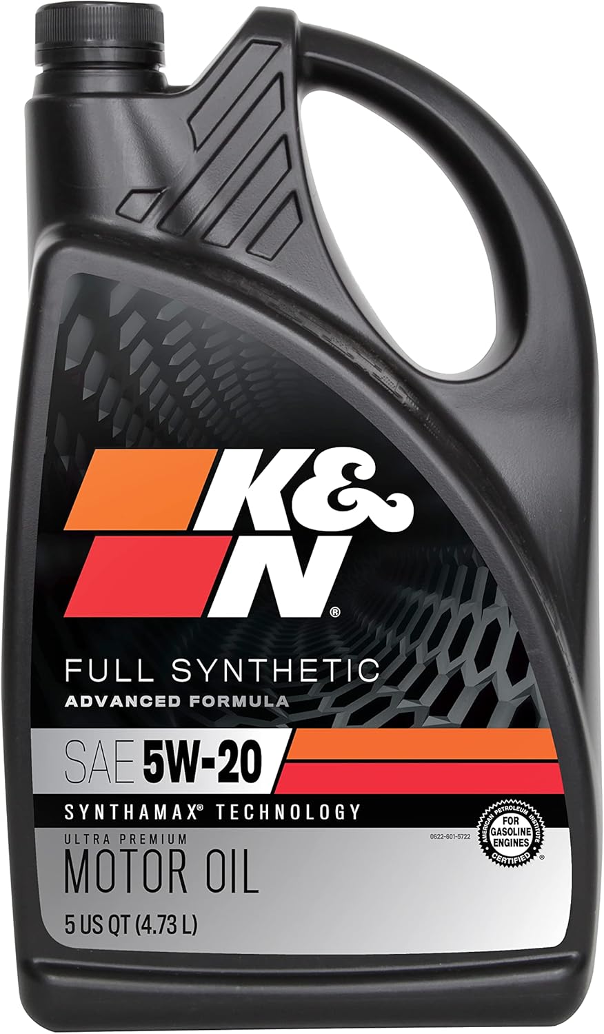 K&N Motor Oil: 5W-20 Synthetic Engine Oil: Premium Protection, High Mileage, 5 Quarts