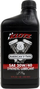 Klotz American V-Twin Synthetic Motorcycle Oil Lubricant 20W-40 for Yamaha, Victory, Indian Wet Clutch & Integrated Transmission Engine | KV-2040, Best 20W-40 Engine Oil