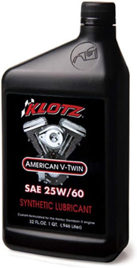 Klotz American V-Twin Synthetic Motorcycle Oil Lubricant 25W-60 for Harley-Davidson Air-Cooled Engine – Wear Protection & Antioxidant | KH-2560, 4 Quarts Value Pack