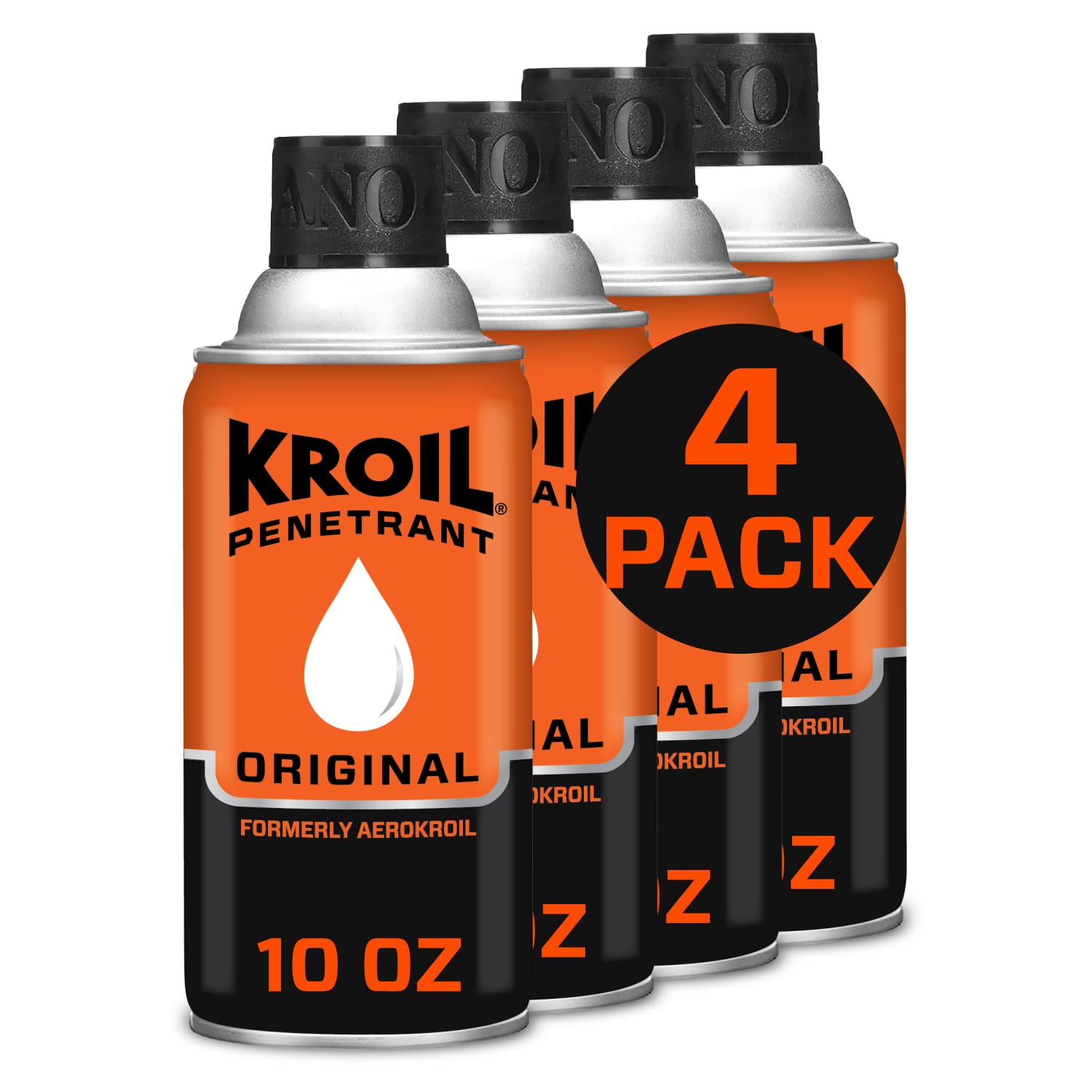 Kroil Aerokroil Penetrant - Rust Penetrating Lubricant - Corrosion Inhibitor Oil for Chains, Hinges & Stuck Metal Parts - Home & Industrial Use - Aerosol - 10 oz - 4 Pack (AZKS102C4)