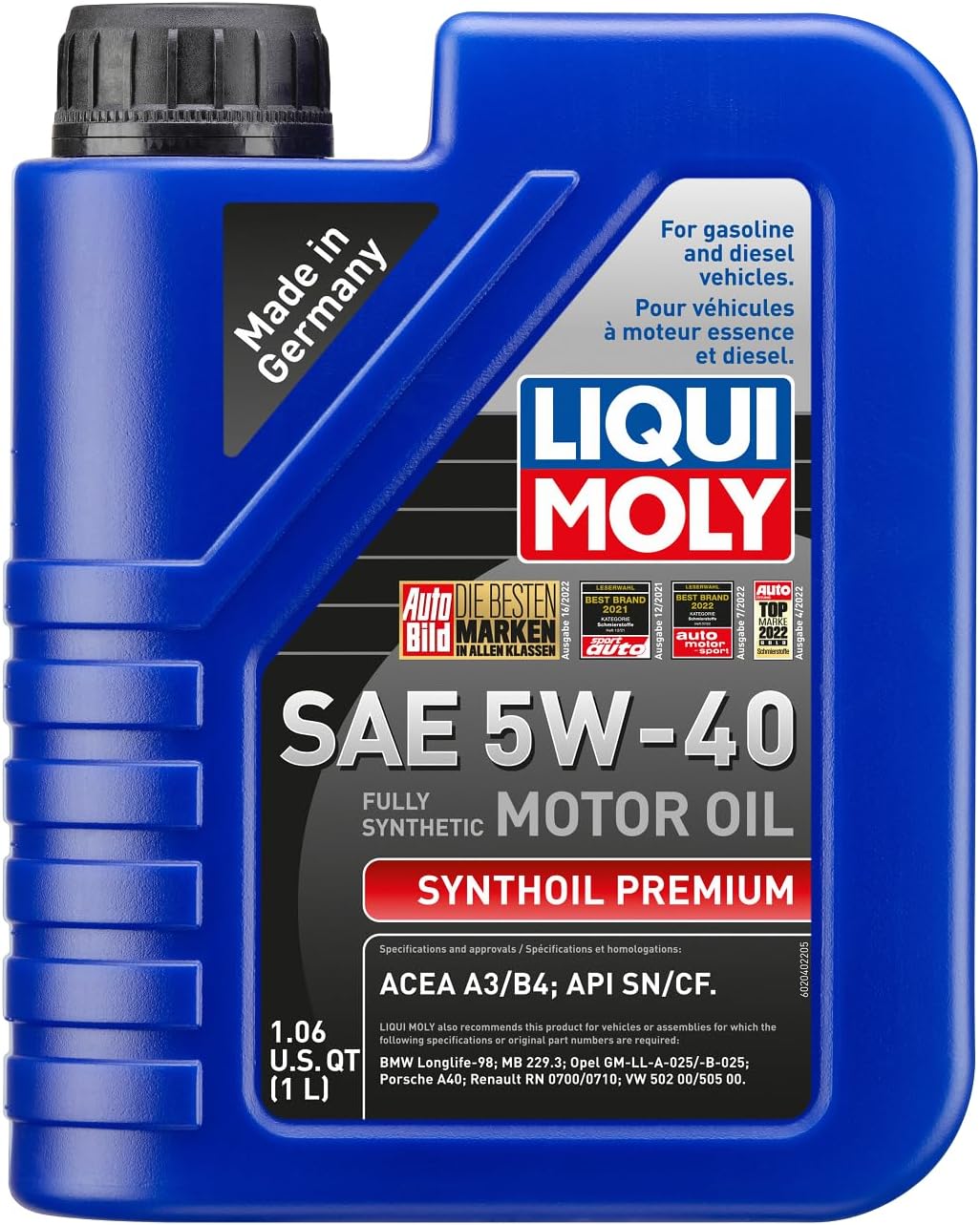 LIQUI MOLY Synthoil Premium SAE 5W-40 | 1 L | Fully synthetic engine oil | SKU: 2040