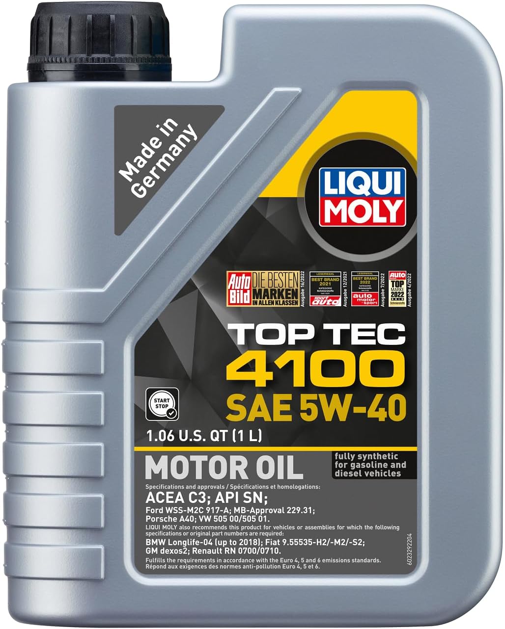 LIQUI MOLY Top Tec 4100 SAE 5W-40 | 1 L | Fully synthetic engine oil | SKU: 2329