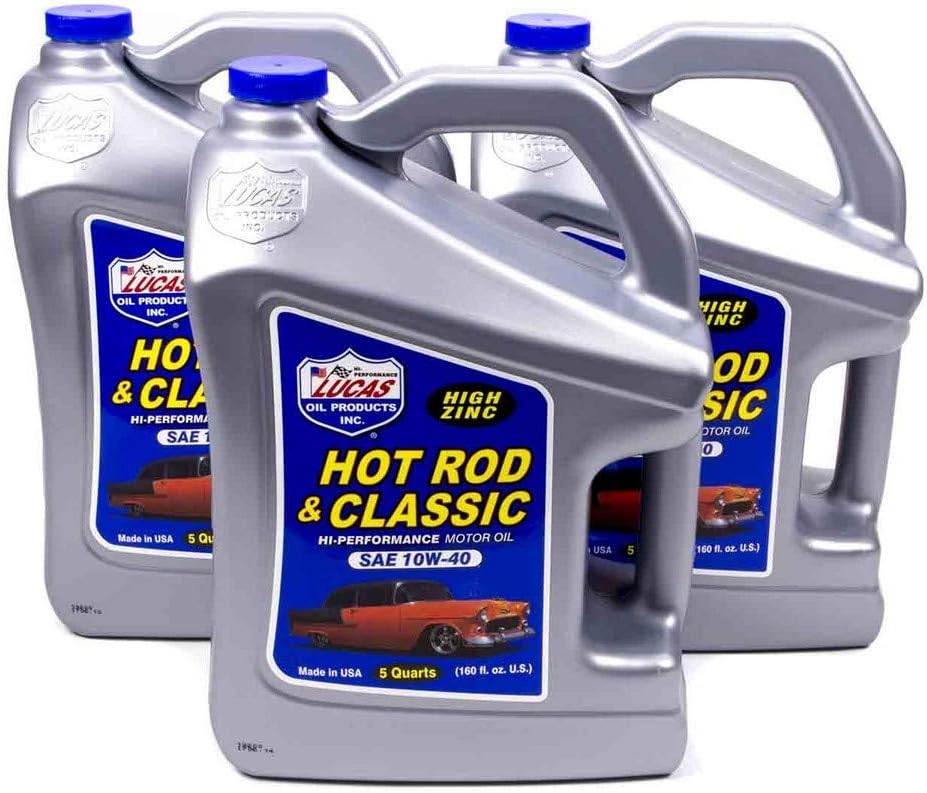 Lucas Oil 10683 Hot Rod & Classic Car SAE 10W-40 Motor Oil - 5 Quart (Pack of 3)