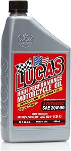 Lucas Oil 10702 SAE 20W-50 Synthetic Motorcycle Oil