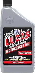 Lucas Oil 10767 High Performance Conventional SAE 10W-40 Motorcycle Oil - 1 Quart