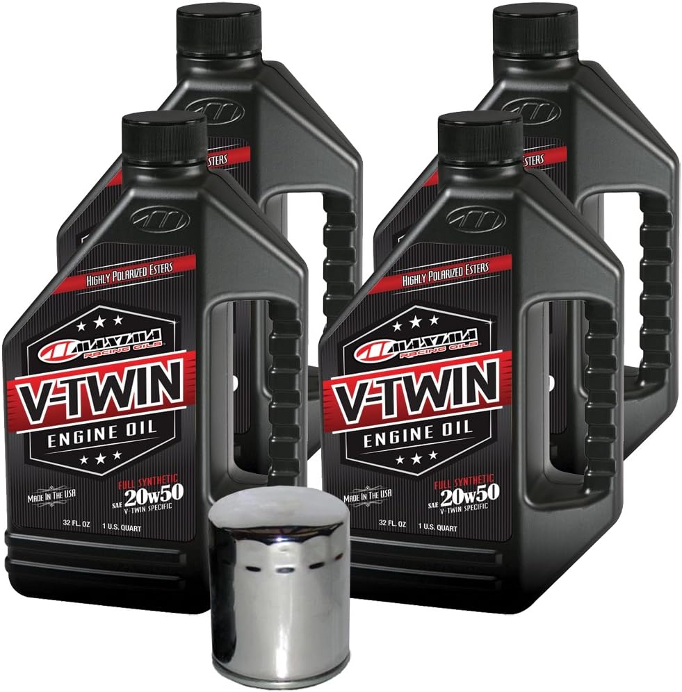 MaxHiflo Full Synthetic Engine Oil Change Kit 20w50 for Harley Davidson Twin Cam V-Twin - 4 Quart