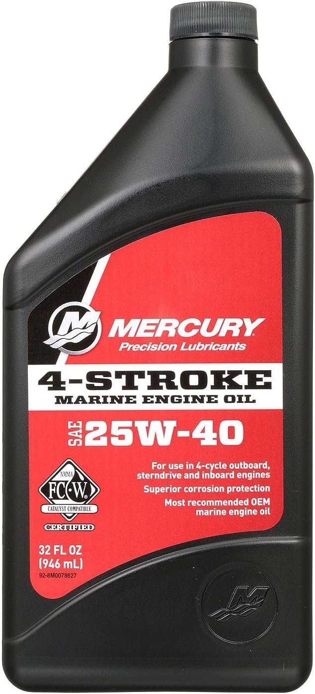 Mercury 25W-40 4-Stroke Marine Engine Oil, 1 Quart - 8M0078627