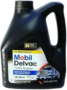 Mobil Delvac 1300 Super SAE 15W-40 Diesel Engine Oil, 1 gallon individual bottle
