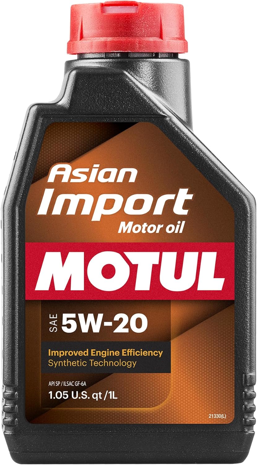 Motul Asian Import 5W20 Synthetic Oil | API SP, ILSAC GF-6A | Supports Fuel Efficiency and Long-Term Engine Protection | Compatible with Honda, Toyota, Nissan, Hyundai, Kia, Subaru | 1L