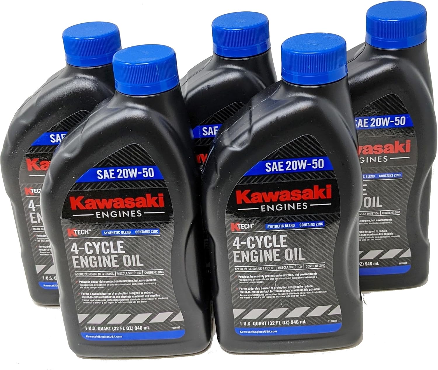 Pack of 5 Kawasaki 99969-6298 Genuine OEM K-Tech SAE 20W-50 4-Cycle Engine Oil