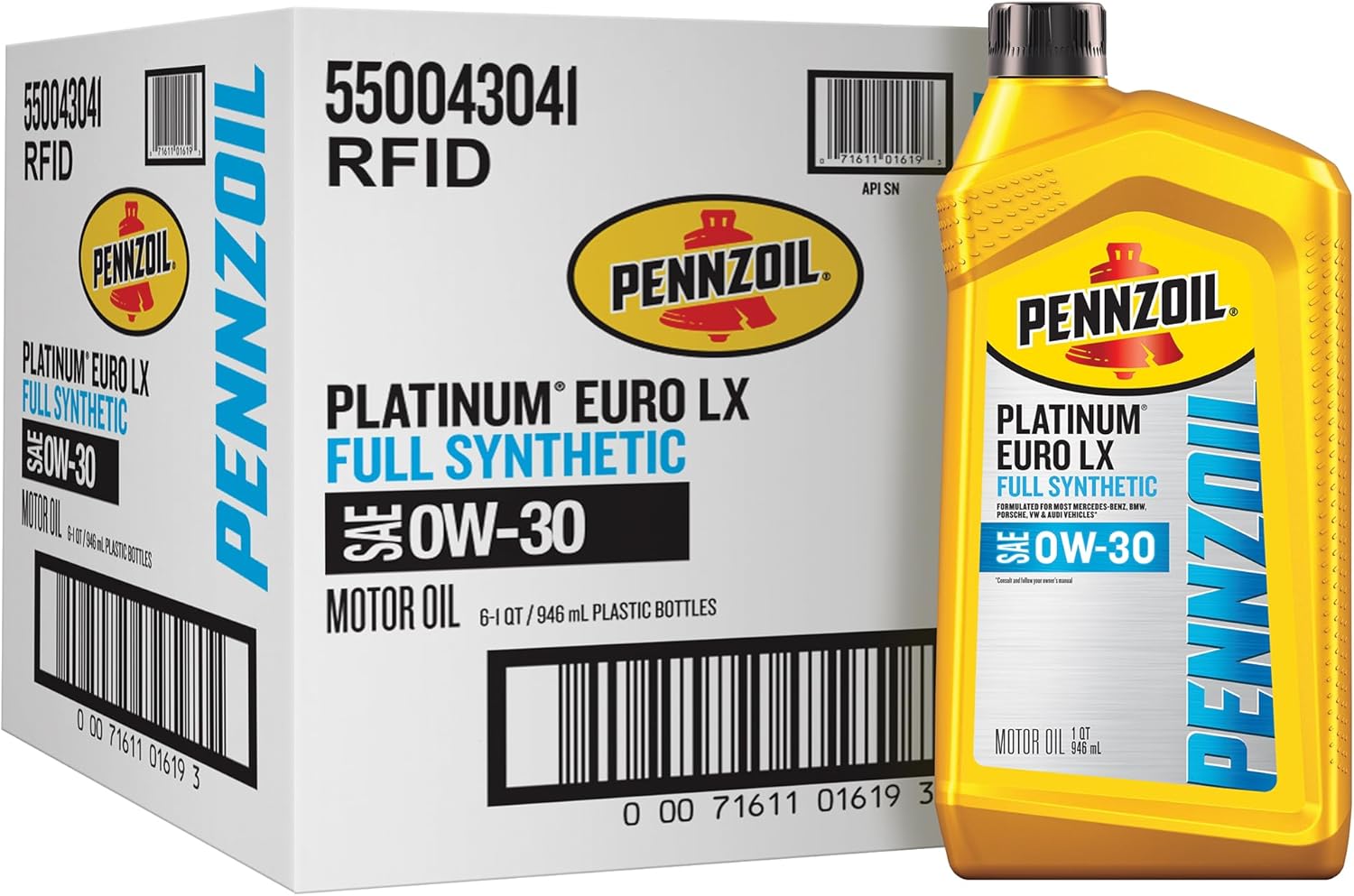 Pennzoil Platinum Euro LX Full Synthetic 0W-30 Motor Oil, 1 Quart (6 Pack)
