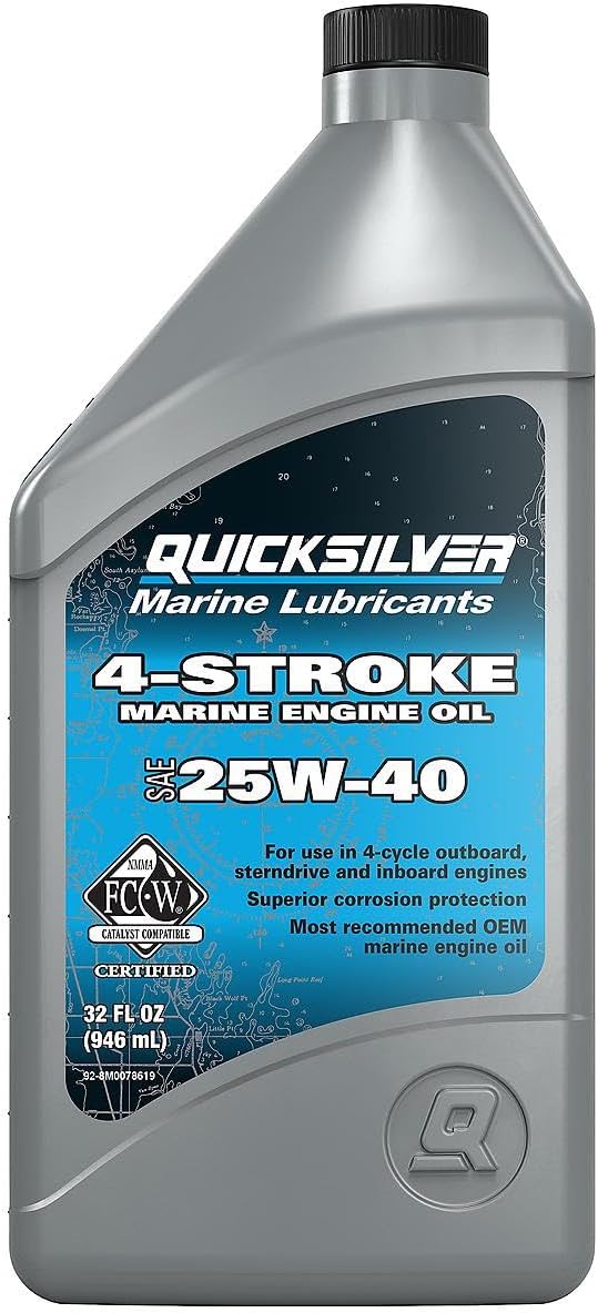 Quicksilver 25W-40 4-Stroke Marine Engine Oil, 1 Quart