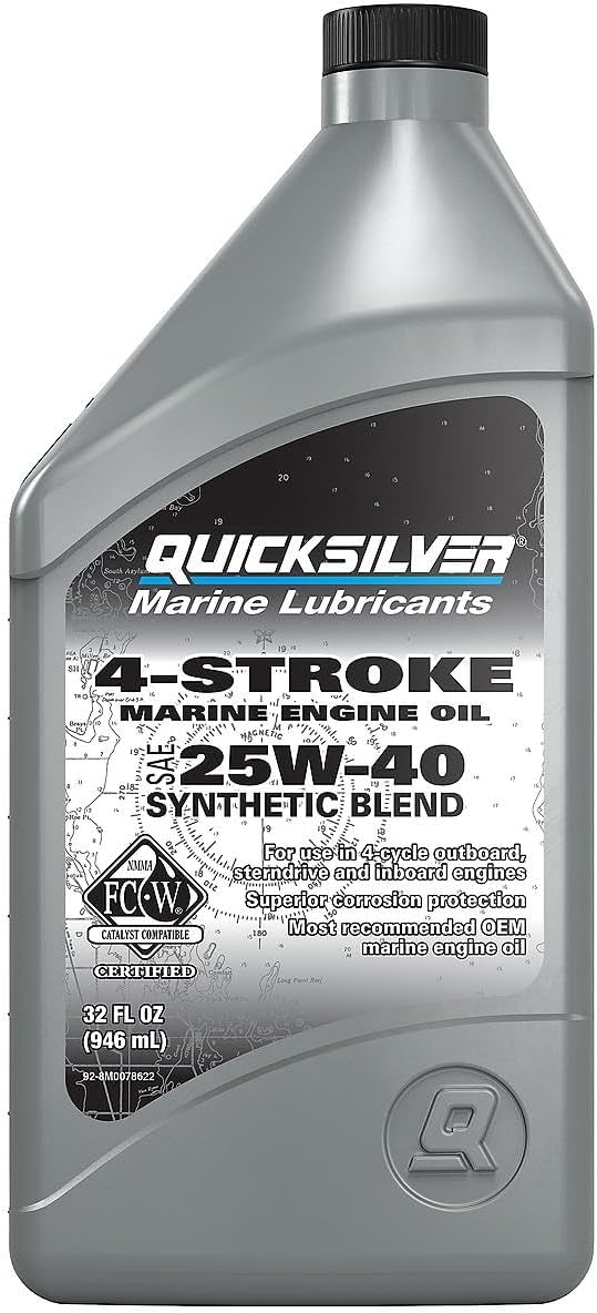 Quicksilver 25W-40 4-Stroke Synthetic Blend Marine Engine Oil, 1 Quart