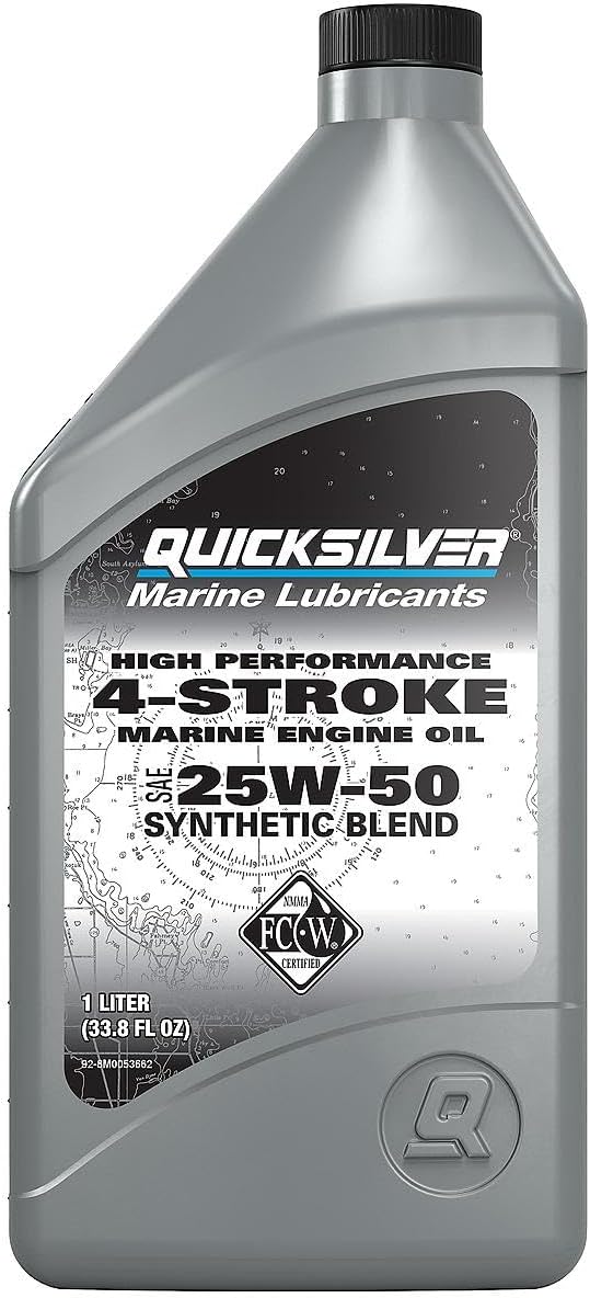 Quicksilver 25W-50 4-Stroke High Performance Synthetic Blend Marine Engine Oil, 1 Quart