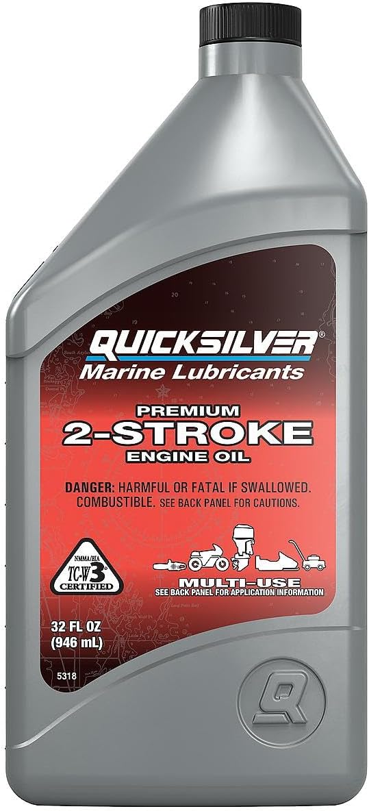Quicksilver 858021Q01 Premium Two-Cycle TC-W3 Oil - Outboards, PWC, Snowmobiles, Motorcycles and Chainsaws, 1 Qt.