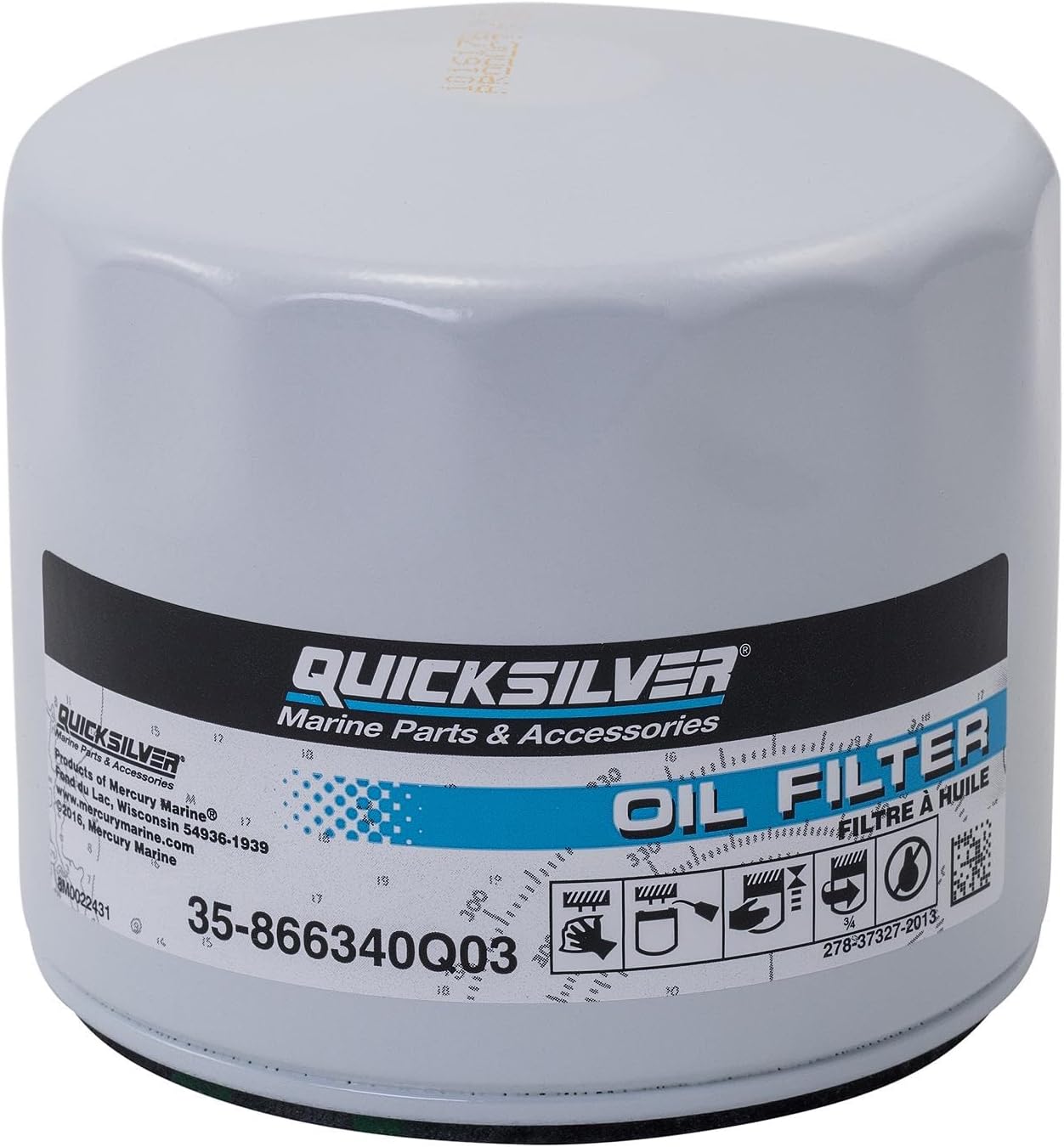 Quicksilver 866340Q03 Sterndrive and Inboard Spin-On Oil Filter for MerCruiser and GM Marine Engines