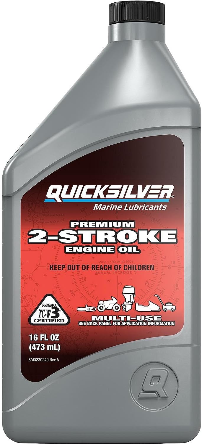 Quicksilver Premium 2-Stroke Engine Oil for Outboards, PWC, Snowmobiles and Motorcycles, 1 Pint