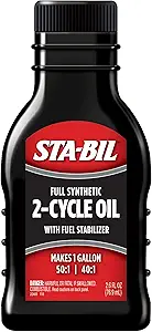 STA-BIL Full Synthetic 2-Cycle Oil - With Fuel Stabilizer For Up To 12 Months Protection - 1 Gallon Multi-Mix - 50:1/40:1 Mix Ratios - Low Smoke Formula, 2.6 fl. oz. (22403)