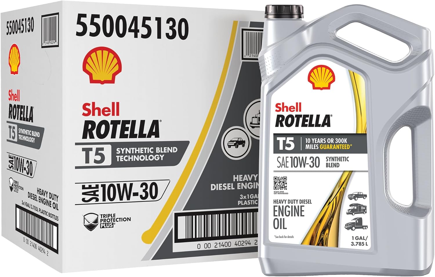 Shell Rotella T5 Synthetic Blend 10W-30 (3 Pack)