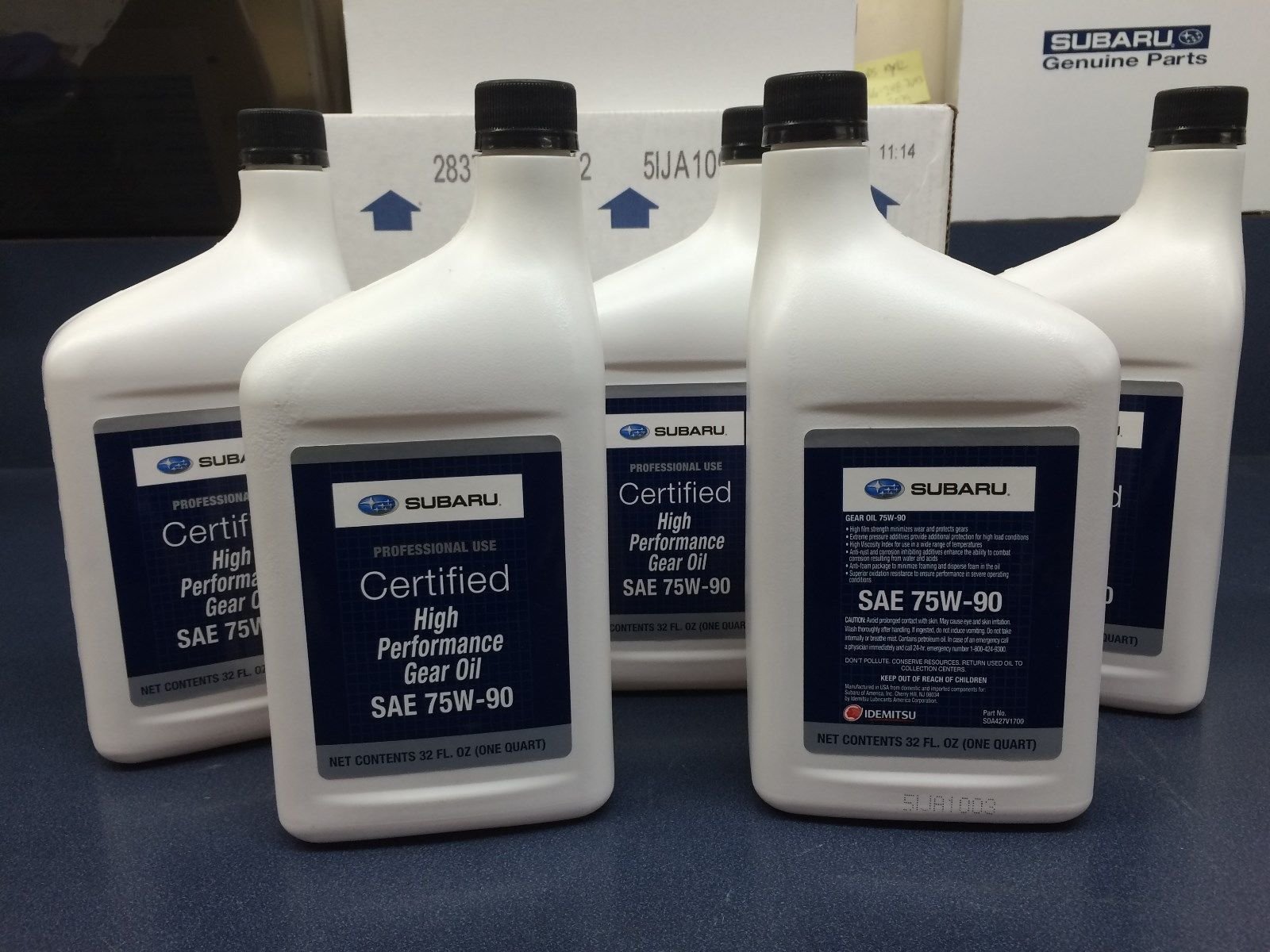 Subaru 75W90 Extra S Gear & Transmission Fluid - 5 Quart Bottles Sti WRX Genuine SOA427V1700 X5