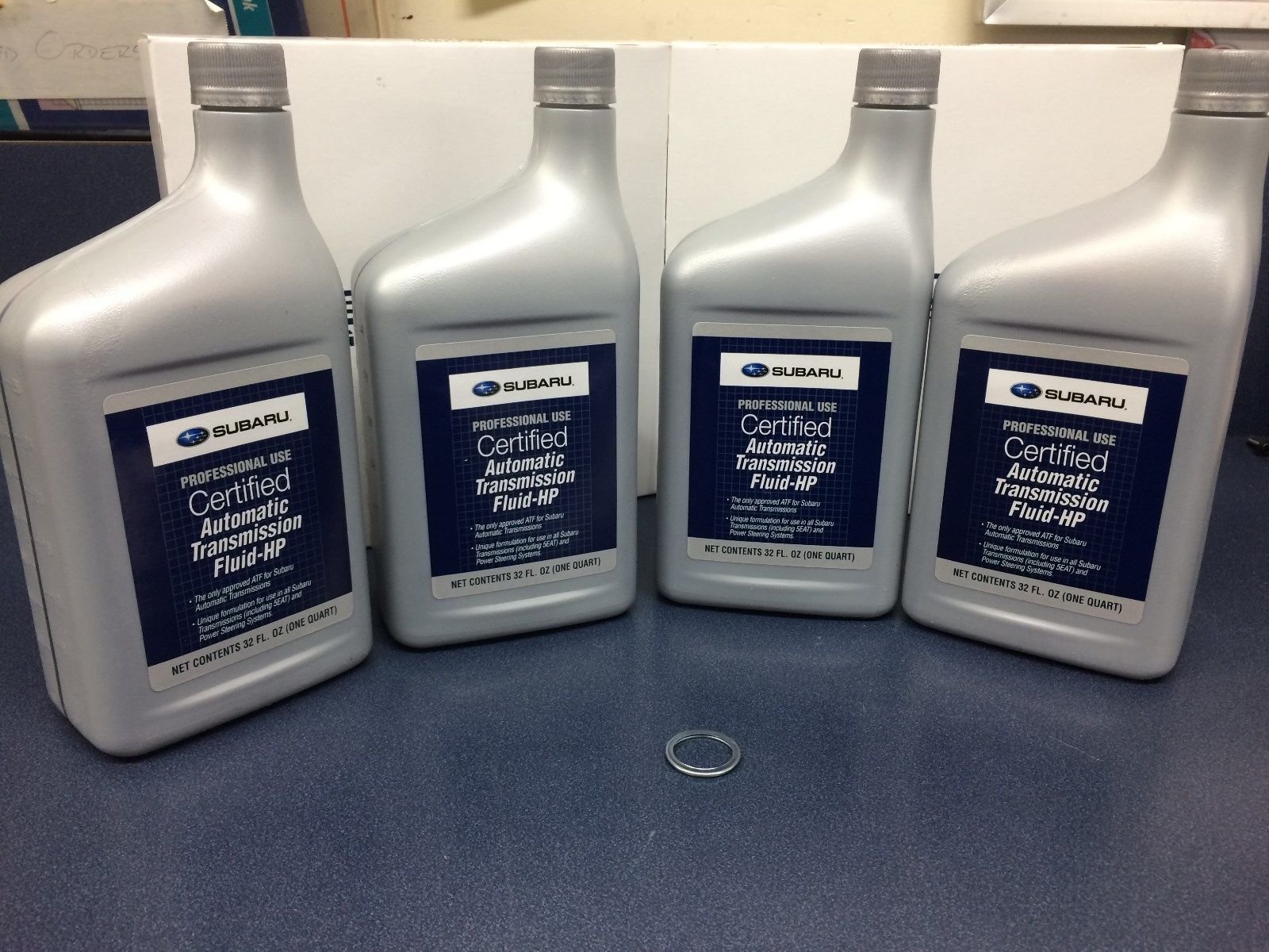 Subaru Genuine Automatic Transmission Fluid - 4 quarts SOA427V1500 with Gasket 11126AA000
