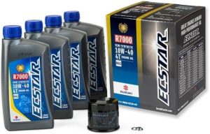 Suzuki Ecstar R7000 10W40 Semi Synthetic Oil Kit Hayabusa King Quad 990A0-01E30-4Kt, Best Engine Oil for Hayabusa