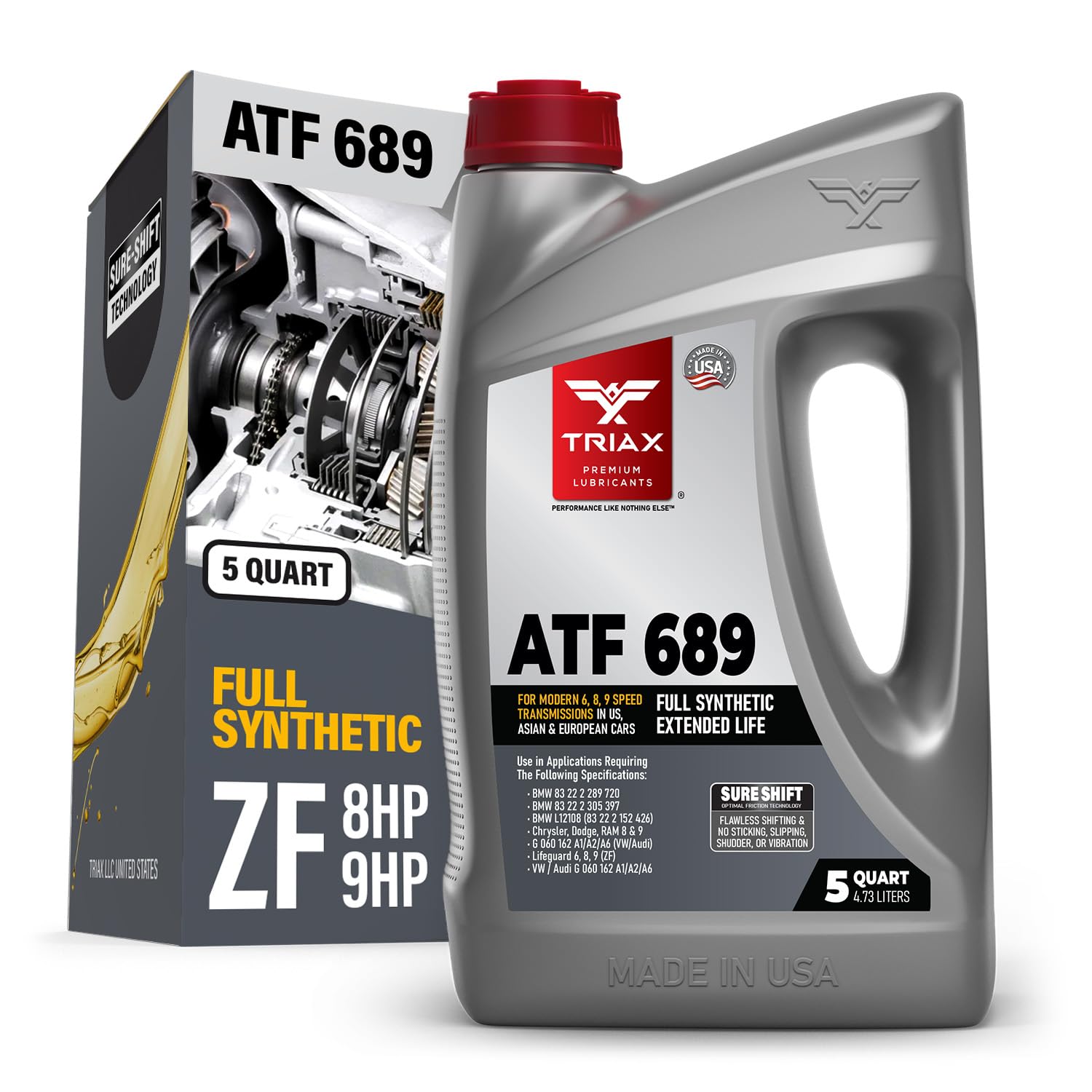 TRIAX ATF 689 Full Synthetic for ZF 6HP, 8HP, 9HP Transmissions | Compatible with Jeep, Chrysler, Dodge RAM, Audi, BMW, Land Rover, Mercedes Benz, Porsche, and More (5 Quart)